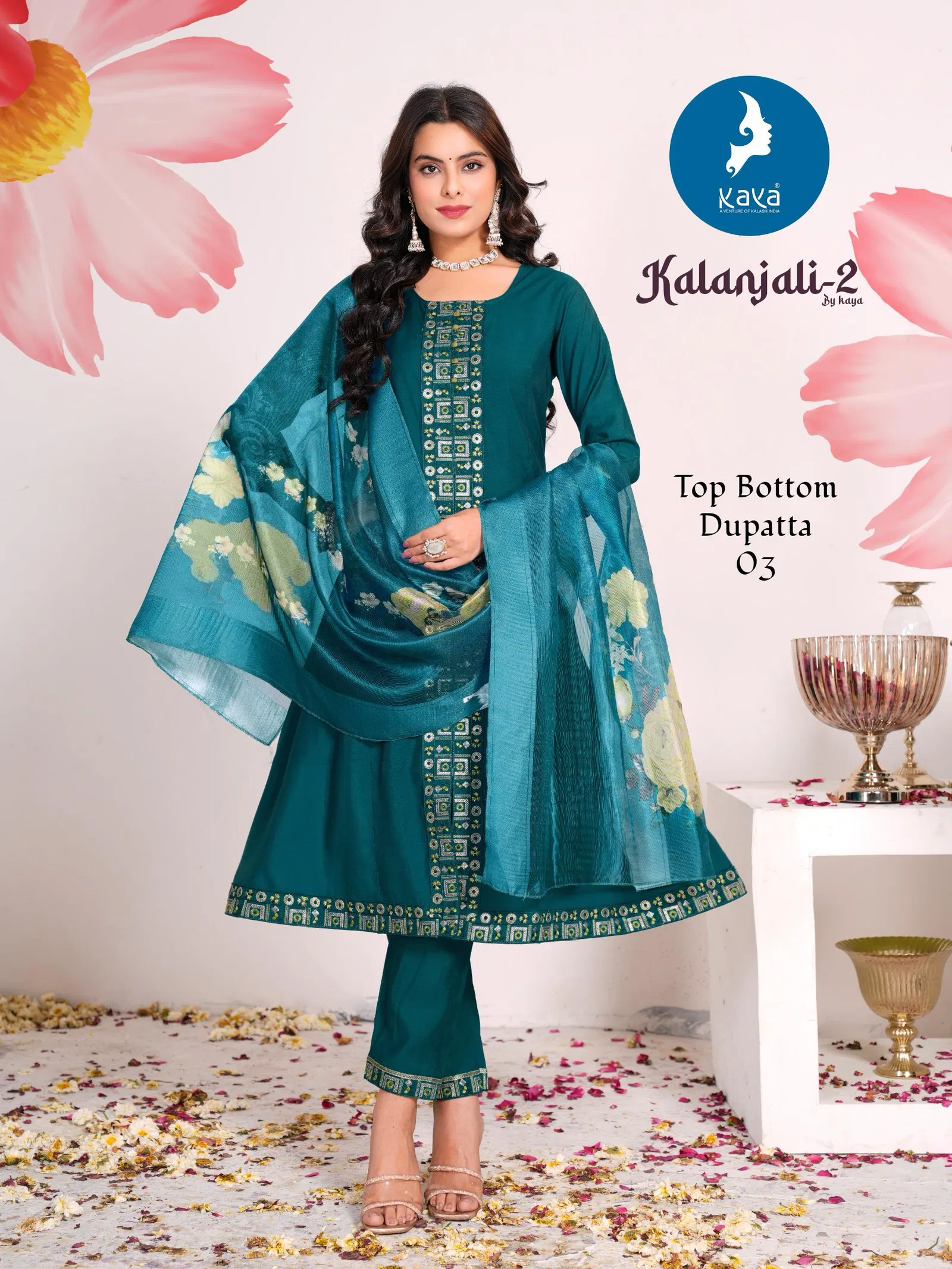 Kalanjali 2 By Kaya Roman Silk Kurti With Bottom Dupatta Suppliers In India